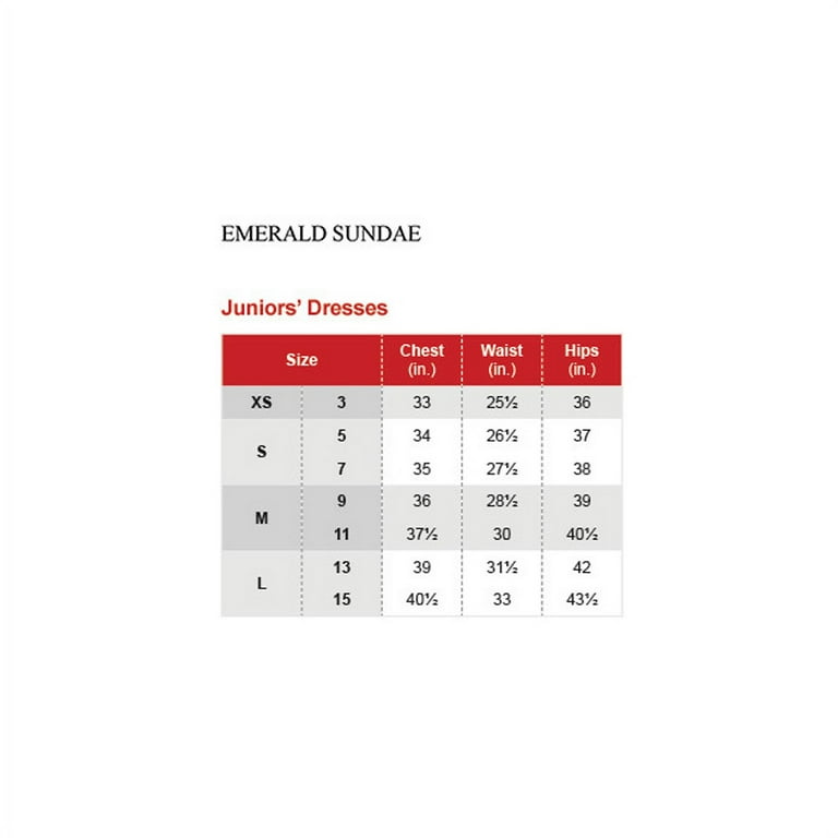 Emerald sundae shop dress size chart