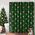 thumbnail image 4 of Shower Curtain 66"W x 72"L Christmas Colorful Balls Red Berry Leaves Green Fabric Shower Curtains Set with Hooks Water Repellent Bathroom Curtains Machine Washable Bathroom Accessories, 4 of 9
