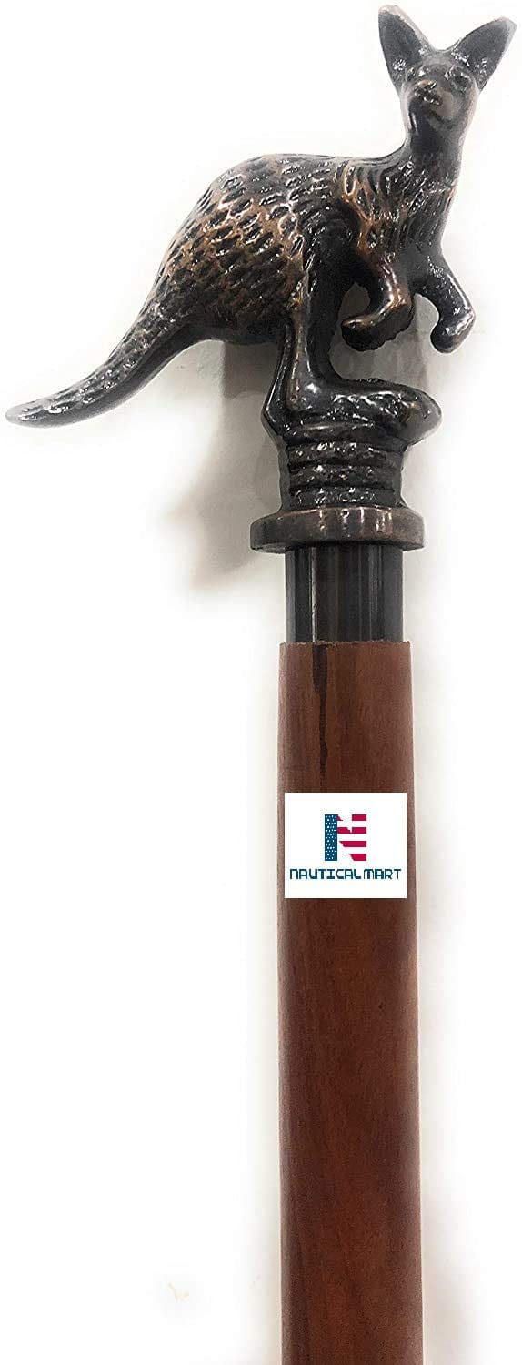 Brass Antique Eagle Head Handle Designer Cane Vintage Wooden Walking Stick Gift 