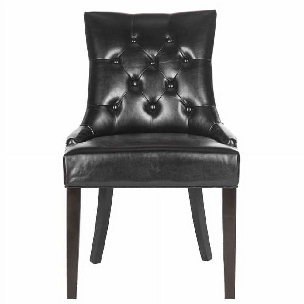 SAFAVIEH Harlow Glam Tufted Ring Chair with Silver Nailheads, Set of 2, Black