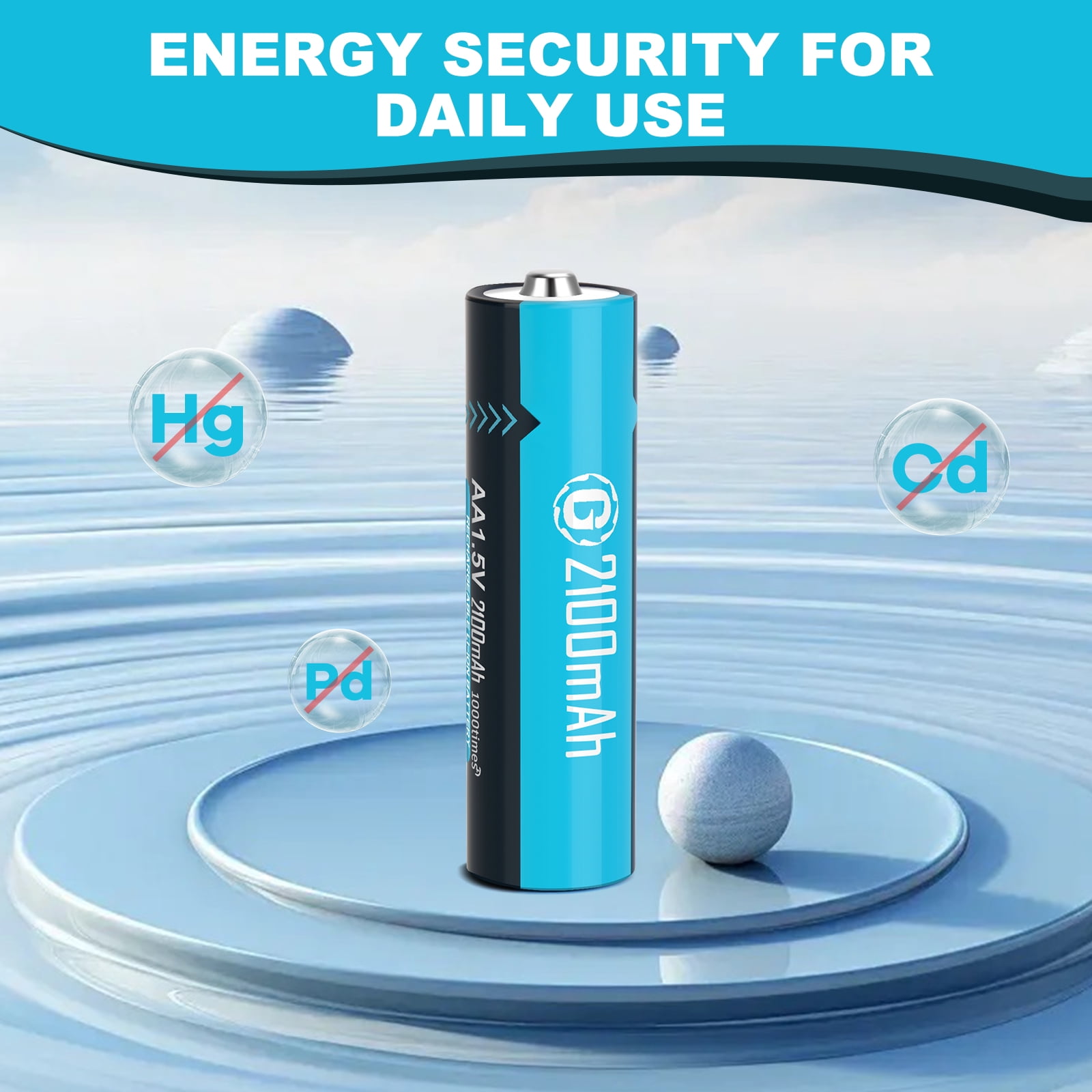 USB Rechargeable AA Batteries 4 Pack,1.5V 2100mAh Lithium Batteries AA with 4-in-1 USB-C Charging Cable