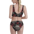 thumbnail image 3 of Daiia Skull and Red Roses printed 2 piece Swimsuit Bikinis for Women High Waisted Racerback Bathing Suits Summer Tummy Control Scoop Neck Swimwear-Medium, 3 of 8