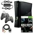 thumbnail image 1 of Restored Xbox 360 S 4GB Game Console Black with Call of Duty Black Ops and 2 Retrofam Black Controllers (Refurbished), 1 of 5