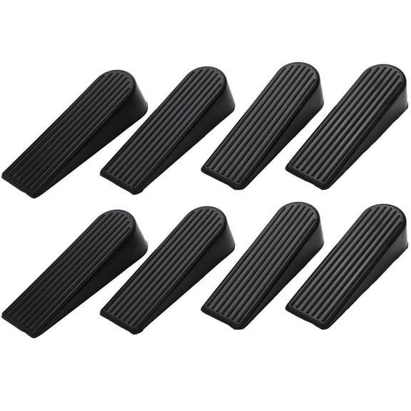 8 Pack Door Stop Wedges, Rubber Non-Scratching Door Stoppers for Home and Office (Black)