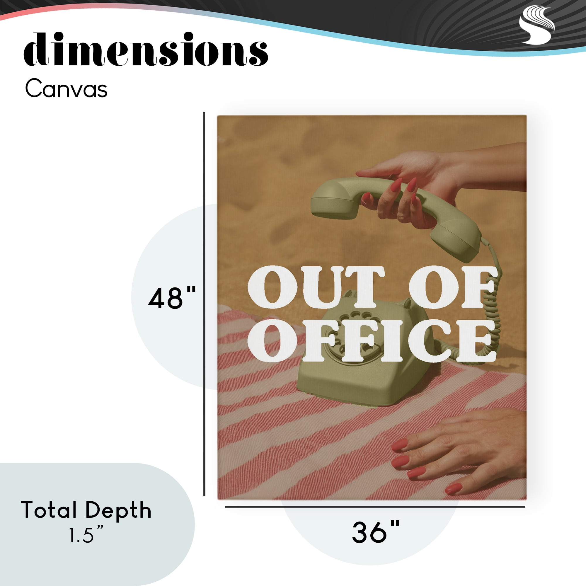 Out of Office Green Phone Canvas Wall Art, design by Lil' Rue