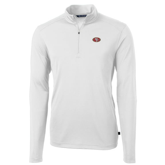 Men's Cutter & Buck White San Francisco 49ers Big & Tall Virtue Eco Pique Quarter-Zip Pullover Jacket