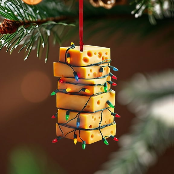 AUHomi Personalized Fast Foods Christmas Ornament, Cheese Christmas Ornament, Funny Food Christmas Tree Decoration, Fast Food Hanging Decor Gift (1PC, Cheese)