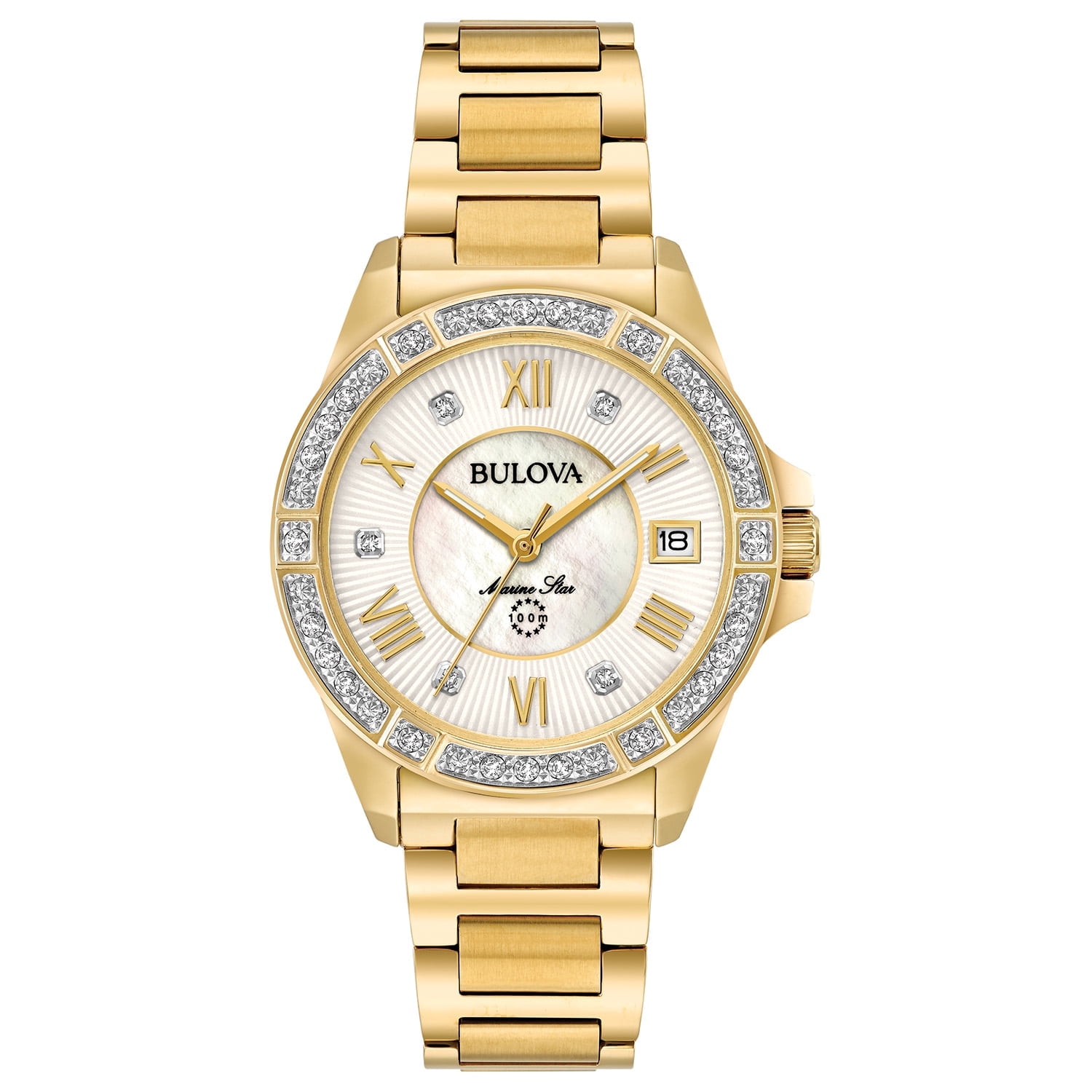 Bulova Ladies Marine Star Rose Gold Plated watch 29 diamonds Lds Bulova Marine Star s/s dmd navy dial main image 3