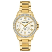 Bulova Women's Marine Star Diamond Accent Gold-Tone Stainless Steel Bracelet Watch 98R235