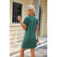 thumbnail image 5 of Tumotour T-Shirt Dress For Women Round Neck dress Solid Color Casual Plain Simple Blouse Loose Flowy Soft Short-Sleeve Dress Sundresses with pockets, 5 of 5