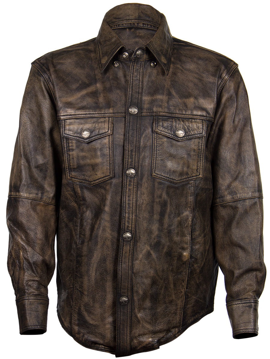 Xelement XS942 Men's 'Nickel' Distressed Brown Casual/Biker Leather ...