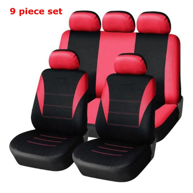 Car Seat Covers for Auto SUV Van Truck 3 Row Orange w/Steering Wheel/Belt Pad