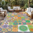 thumbnail image 2 of Colorful Ethnic Outdoor Rug for Patio/Deck/Porch, Non-Slip Large Area Rug 6 x 9 Ft, Modern Abstract National Geometric Green Indoor Outdoor Rugs Washable Area Rugs, Camping Rug Carpet Runner, 2 of 8