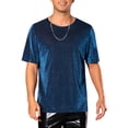 thumbnail image 1 of Camisetas de malla transparente Inspire Chic para hombres, camiseta de manga corta, camiseta brillante con purpurina metálica, M azul, 1 of 5