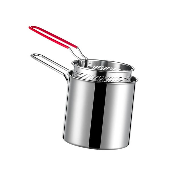 Olla para freír con cesta Accesorio de cacerola de acero inoxidable 304 Mango extendido a prueba de herrumbre para freír pescado, camarones, pollo y