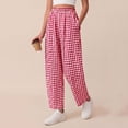 thumbnail image 4 of Womens Plaid Barrel Pants Summer 2026 Casual Loose Wide Leg Gingham Trousers Spring Fashion Beach Bottoms S, 4 of 6