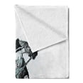 thumbnail image 2 of Hockey Soft Flannel Fleece Throw Blanket, Grunge Sketch Art of a Professional Player Silhouette and Text Dots, Cozy Plush for Indoor and Outdoor Use, 60" x 80", Black White Pale Blue, by Ambesonne, 2 of 5
