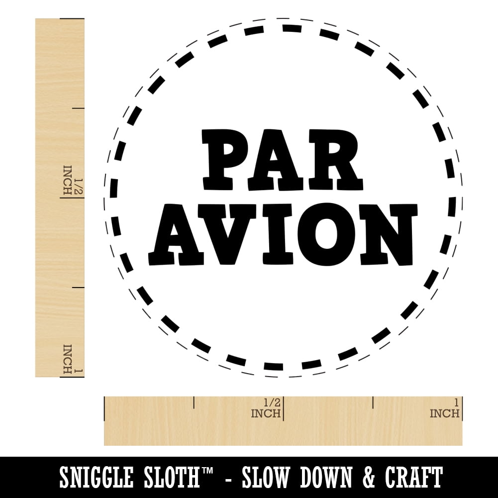Par Avion Air Mail Dashed Circle Text Self-Inking Rubber Stamp Ink Stamper - Fuchsia Ink - Medium 1 Inch