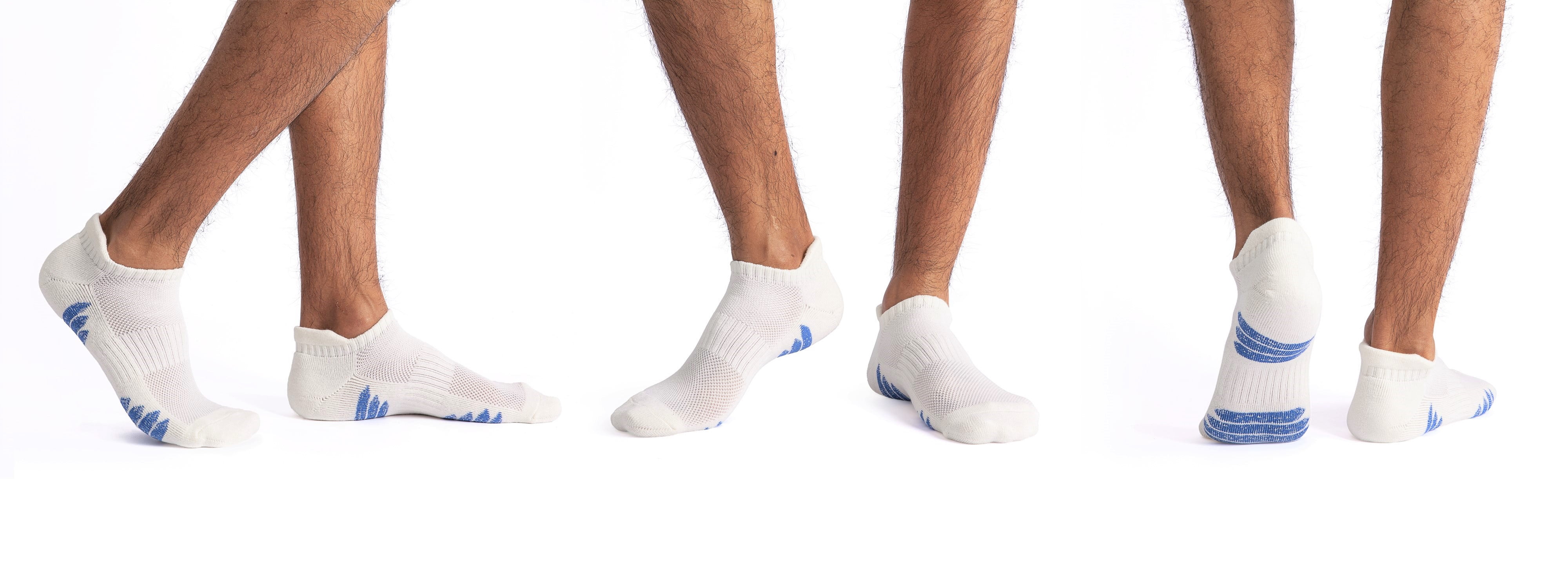 UI U&I Socks Men's Performance Athletic Low Cut Ankle Socks 6 Pairs Cushion Cotton Socks with Tab White 12-15