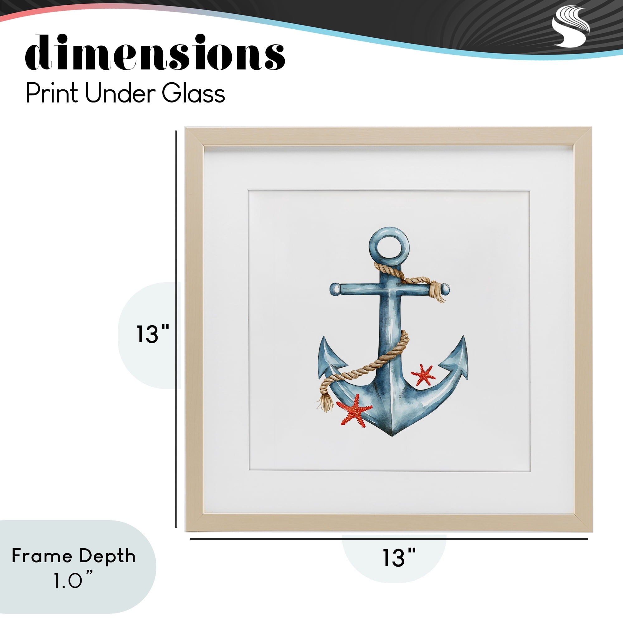 Stupell Industries Cute Sailor Anchor with Starfish Birch Framed Print Under Glass, design by LSR Design Studio