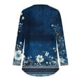 thumbnail image 5 of JTZGDY Western Shirts for Women Ethnic Floral Printed Long Sleeve Crew Neck Pullover Sweatshirts Loose Fit Casual Graphic Tunic Tshirt Tops Navy#01 XL, 5 of 9