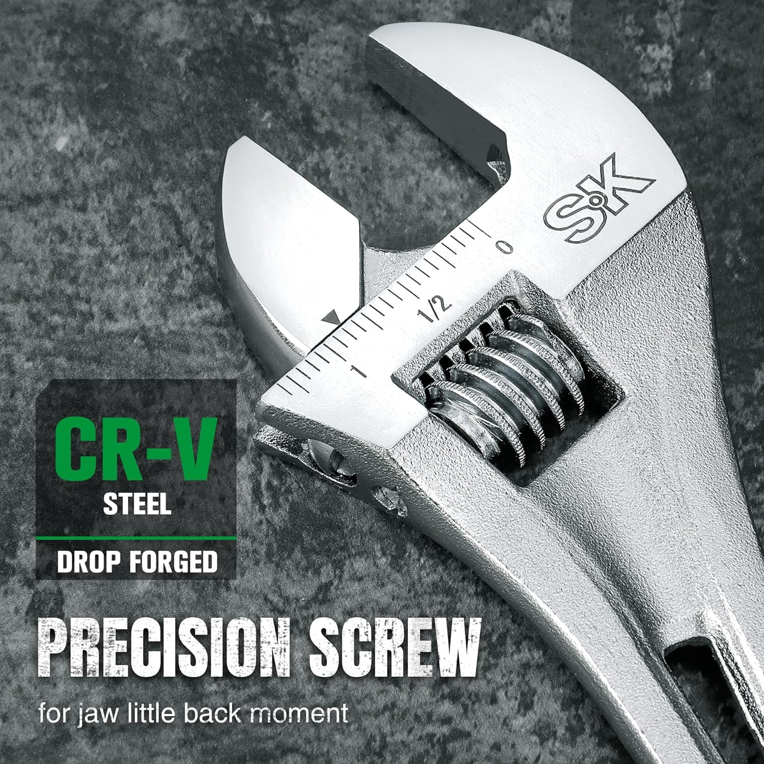 SK 3-Piece Adjustable Wrench Set, 6-Inch, 8-Inch, 10-Inch, Cr-V Steel, SAE & Metric Scales