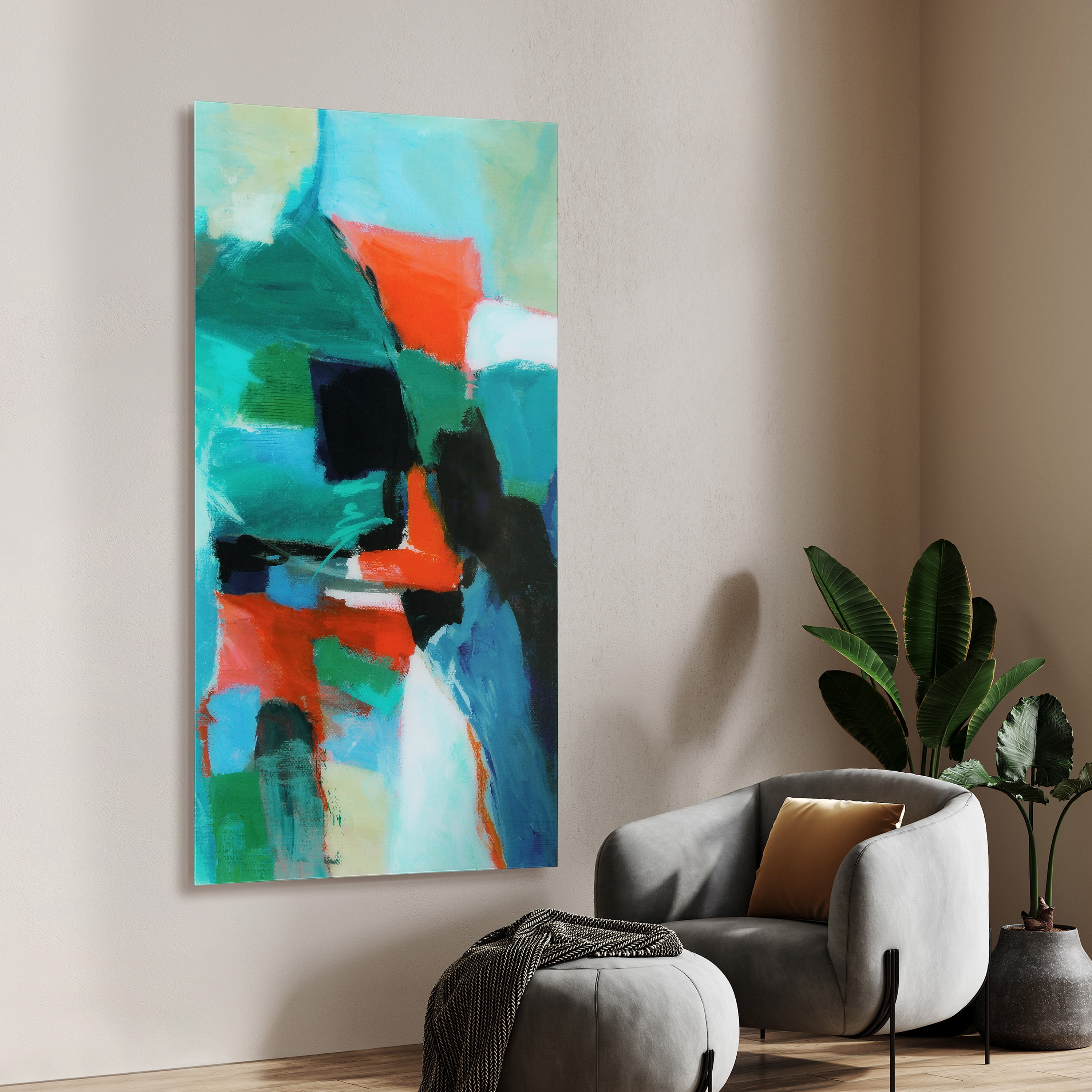 Empire Art Direct Color Splash Frameless Free Floating Tempered Glass Panel Graphic Wall Art, 72" x 36", Ready to Hang