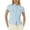 Blue, variant on MIXUE Women Blouses Summer Solid Color Lapel Button Down Short Sleeve Slim Womens Tops Holiday Wear,Blue,S