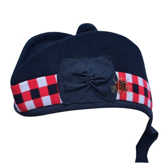 Black Glengarry Hat with Red Black and White dicing