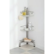 HomeZone 3-Tier Adjustable Corner Shelf, Satin Nickel