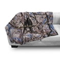 thumbnail image 3 of Black Crow Soft Flannel Fleece Throw Blanket, Photo of Birds on Cherry Blossom Tree Branch, Cozy Plush for Indoor and Outdoor Use, 50" x 70", Sky Blue Pink Dark Grey, by Ambesonne, 3 of 6