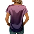 thumbnail image 6 of BOMYJESK T Shirts for Women Crewneck Short Sleeve Stain Workout Tops Dressy Casual Fashion Gradient Blouses 2026 Summer Loose Fit Basic Tees Top Dark Purple XL, 6 of 6