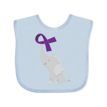 

Inktastic Purple Awareness Ribbon Elephant Gift Baby Boy or Baby Girl Bib