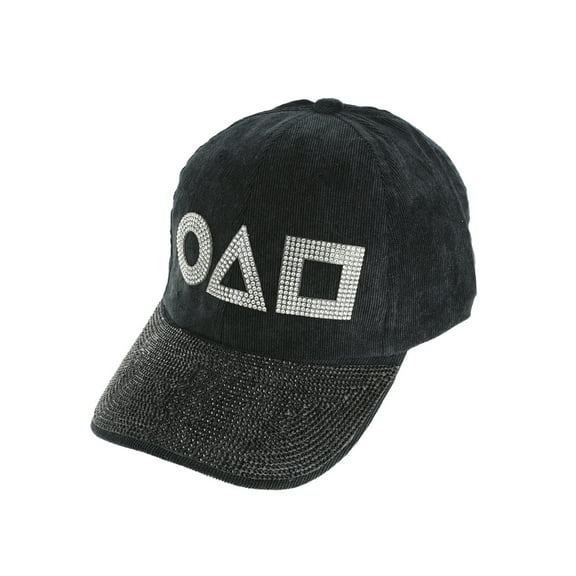 Top Headwear Games Shapes Rhinestone Studded Baseball Cap - Black/Clear