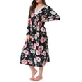 thumbnail image 4 of INSPIRE CHIC Womens Floral Mumu Nightgowns Long Sleeves House Dresses Sleepwear Moomoo Nighshirts M Black, 4 of 6