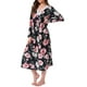 thumbnail image 4 of INSPIRE CHIC Vestidos de casa largos de flores para mujeres, camisones de manga larga, pijamas Moomoo en negro, 4 of 6