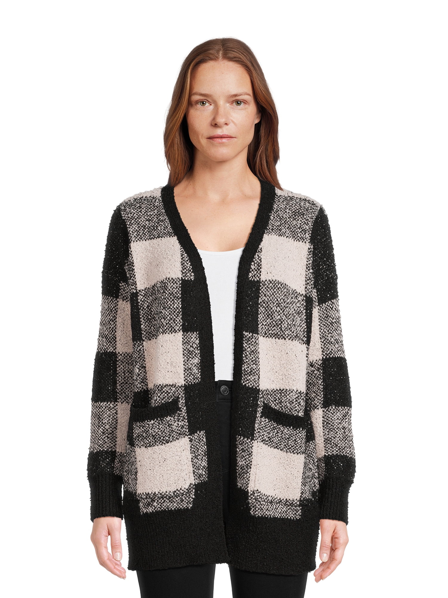 Dreamers by Debut Women's Open Front Print Cardigan Sweater, Midweight