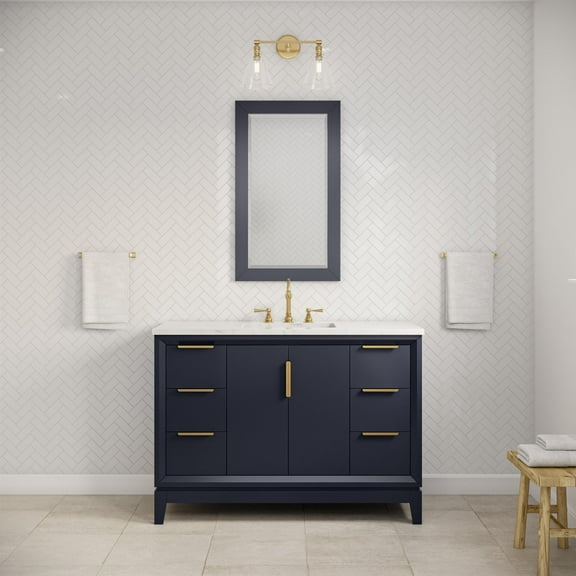 Water Creation Elizabeth 48" Wood Single Bathroom Vanity in Blue and Gold
