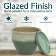 thumbnail image 4 of Sunnydaze Chalet 12" x 12" x 9.5" Round Seafoam Ceramic Solid Plant Pot with Saucers (2-Count), 4 of 11