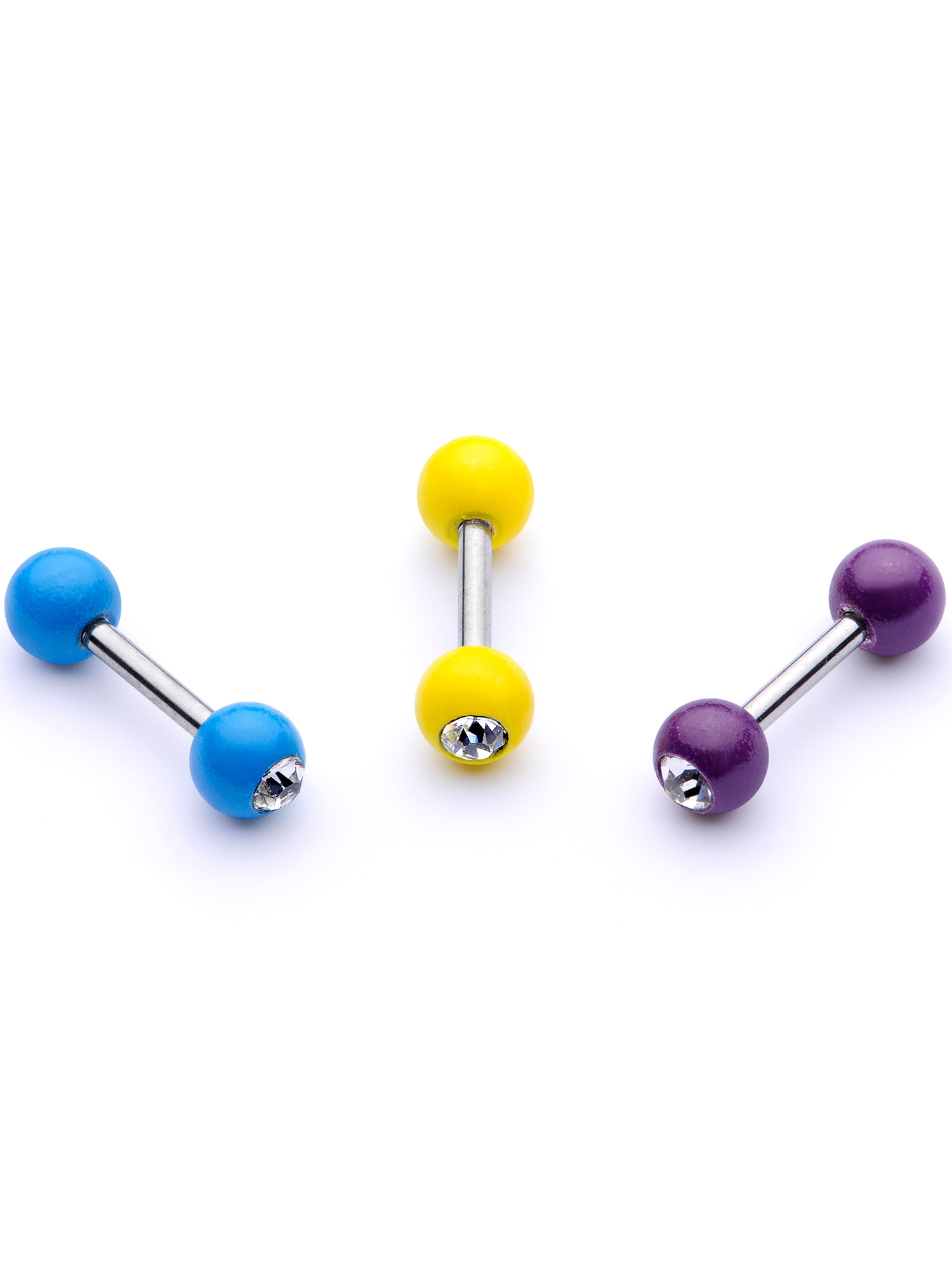 Body Candy 16G Womens 316L Steel 3Pc Clear Accent Glow End Straight