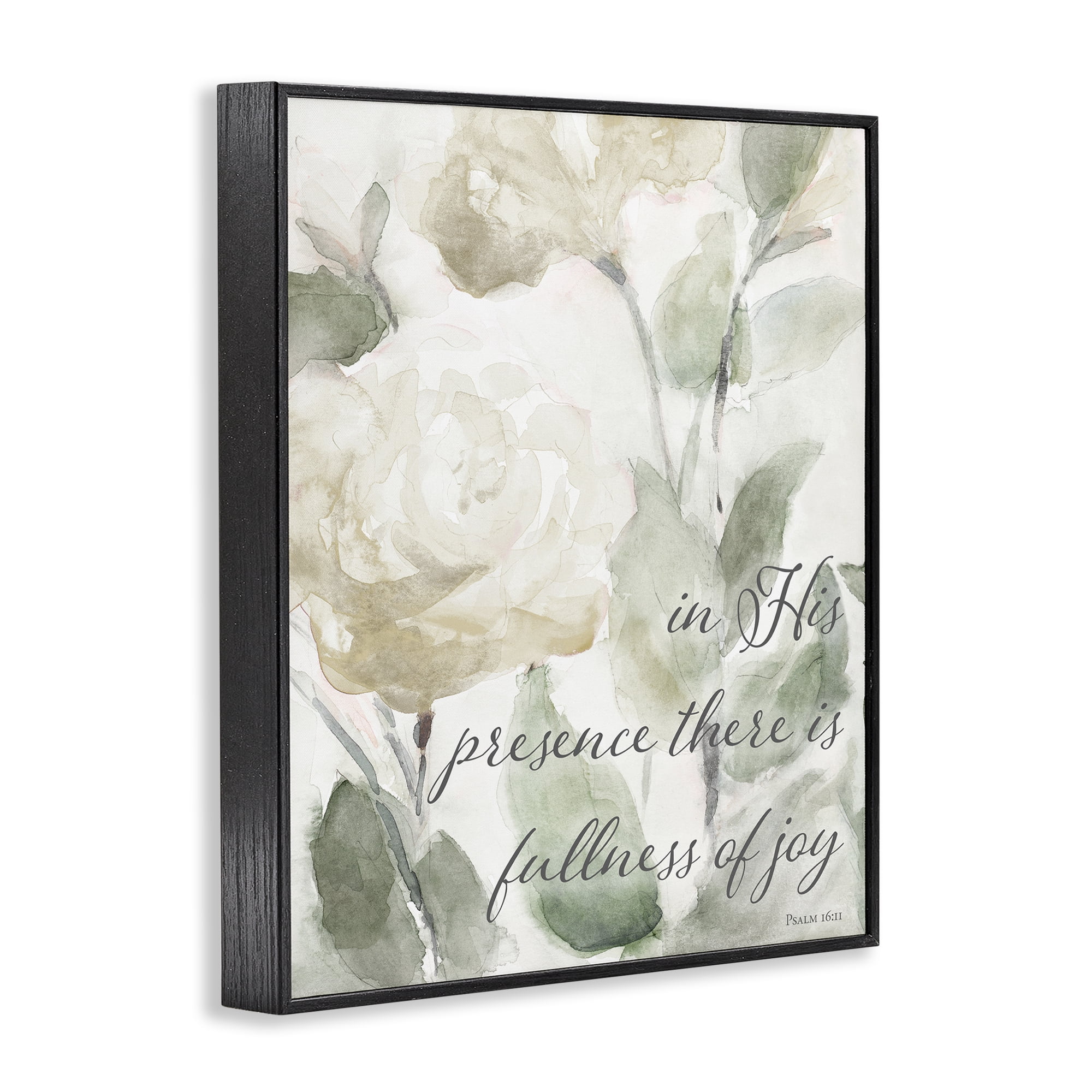 Stupell Industries His Presence Floral Scripture Black Framed Giclee Art, design by Lanie Loreth