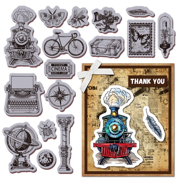 Rubber Clear Stamps for Card Making Decoration DIY Scrapbooking Mixed Shapes 22x18x0.8cm Rubber