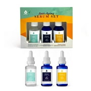 Anti-Aging Facial Serum Set, Vitamin C, Retinol & Hyaluronic Acid Serums, 30 ml Each