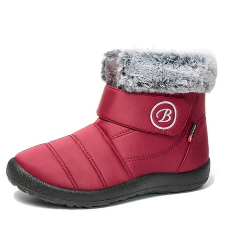 

Tuphregyow Women s Waterproof Snow Boots with Non Slip Thick Bottom Insulated Cotton Lining and Plus Size Option Red 40
