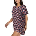 thumbnail image 2 of Rateoe Red Blue Checked Pattern Women's Short-Sleeved Pajama Set - 2 Piece Soft and Lightweight Sleepwear Set-4X-Large, 2 of 7