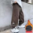 thumbnail image 4 of Huanglei Warm Thick Velvet Corduroy Pants For Boys Winter Casual Sweatpants For Kids Comfortable Sports Pants For Ages 6 16, 4 of 6