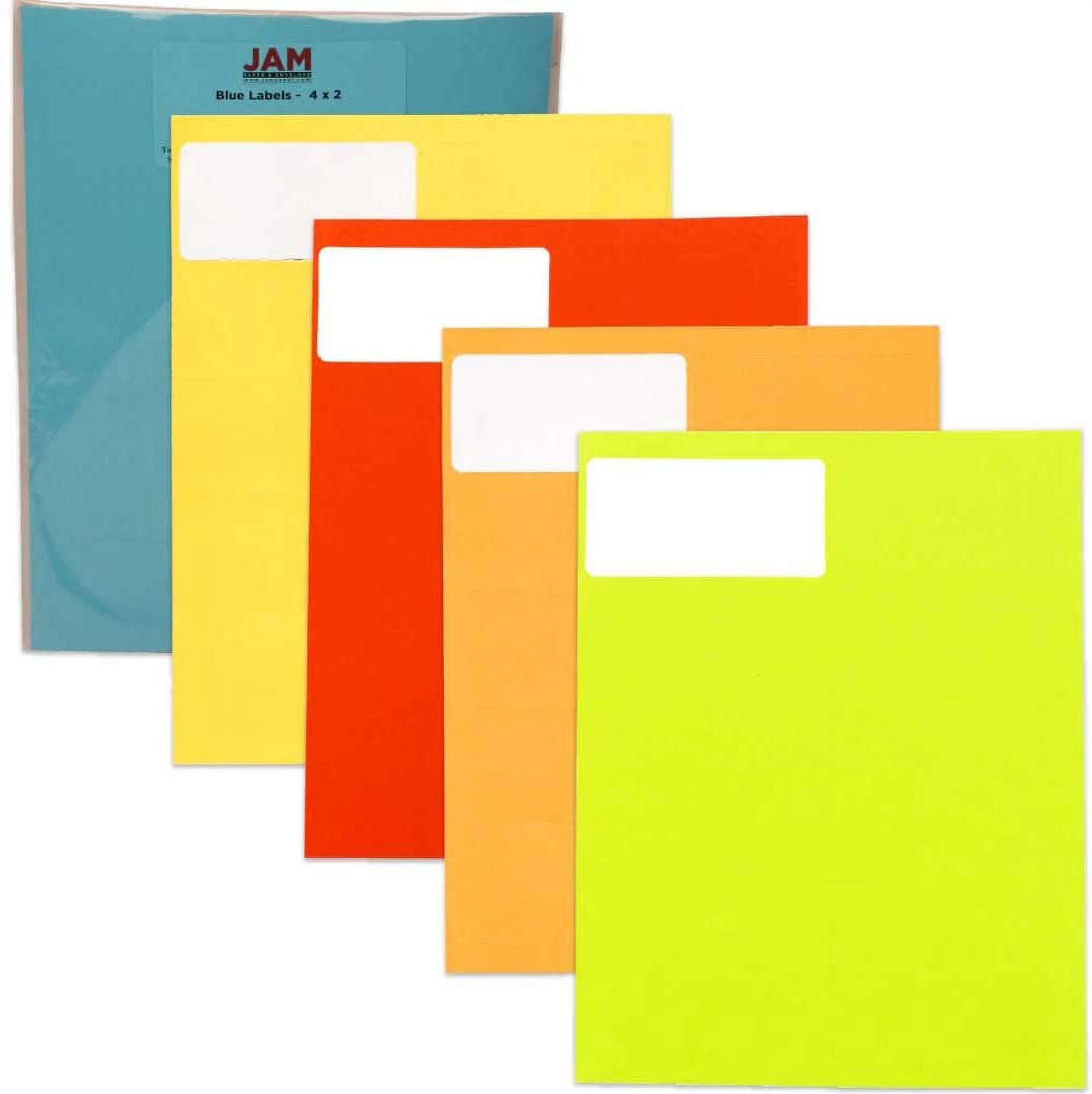 JAM Paper Shipping Address Labels, Standard Mailing, 2 x 4, Assorted Colors, 600/Pack