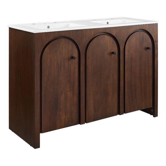 Appia 48" Double Sink Bathroom Vanity in Walnut White