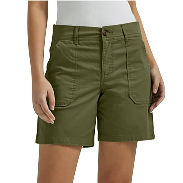 Pntutb Plus Size Clearance!Fashion Women Solid Casual Button High Waist Pockets Short Pants