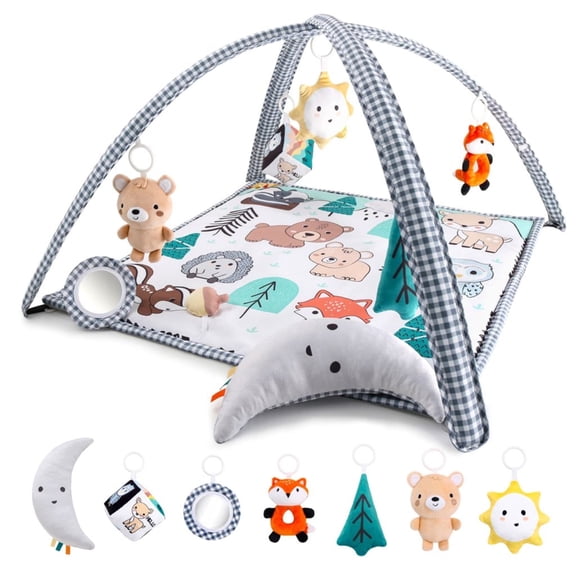 The Peanutshell Woodland 7-in-1 Activity Play Gym and Play Mat for Baby